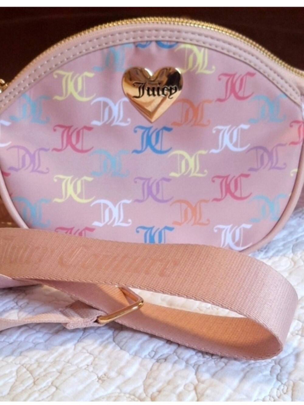 💖Juicy Couture Pink Mulitcolor Monogram Crossbody